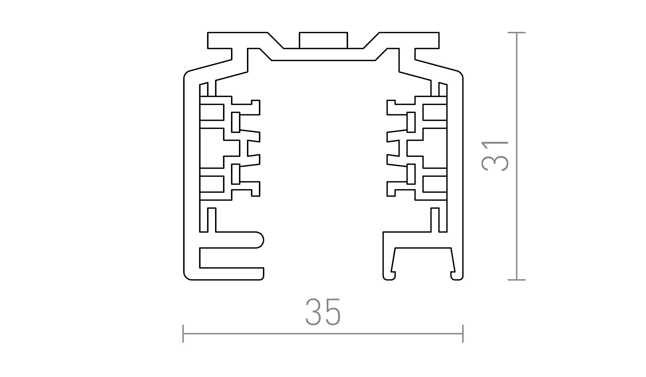 EUTRAC 1m 3-Phasen-Stromschiene lampe - Product sketch