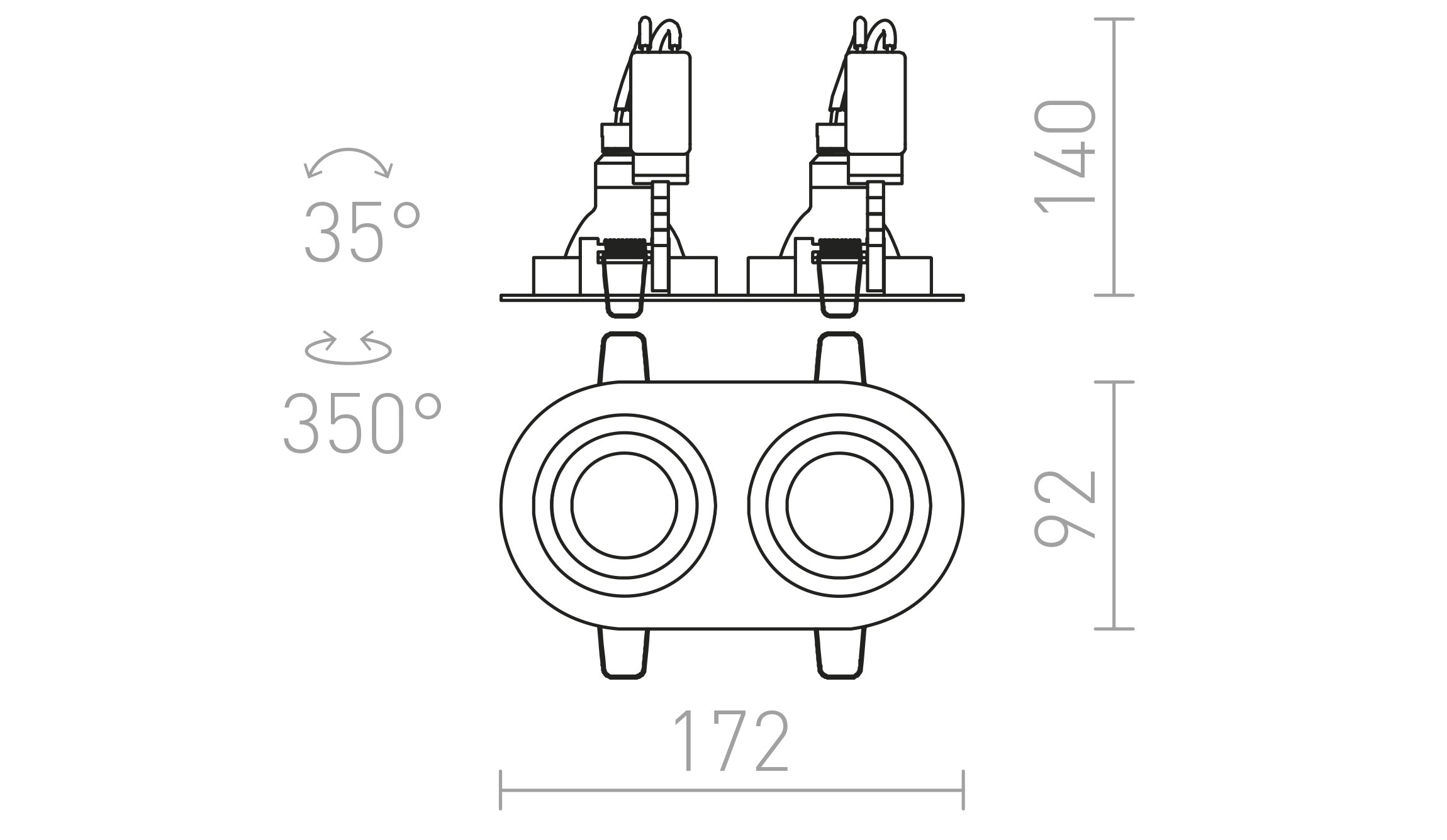 BIZZ II neigbar lampe - Product sketch