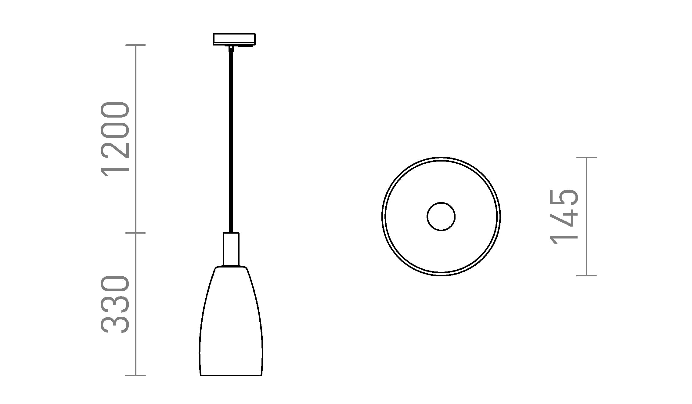 BELLINI L E14 pour rail monophasé suspension lampe - Product sketch