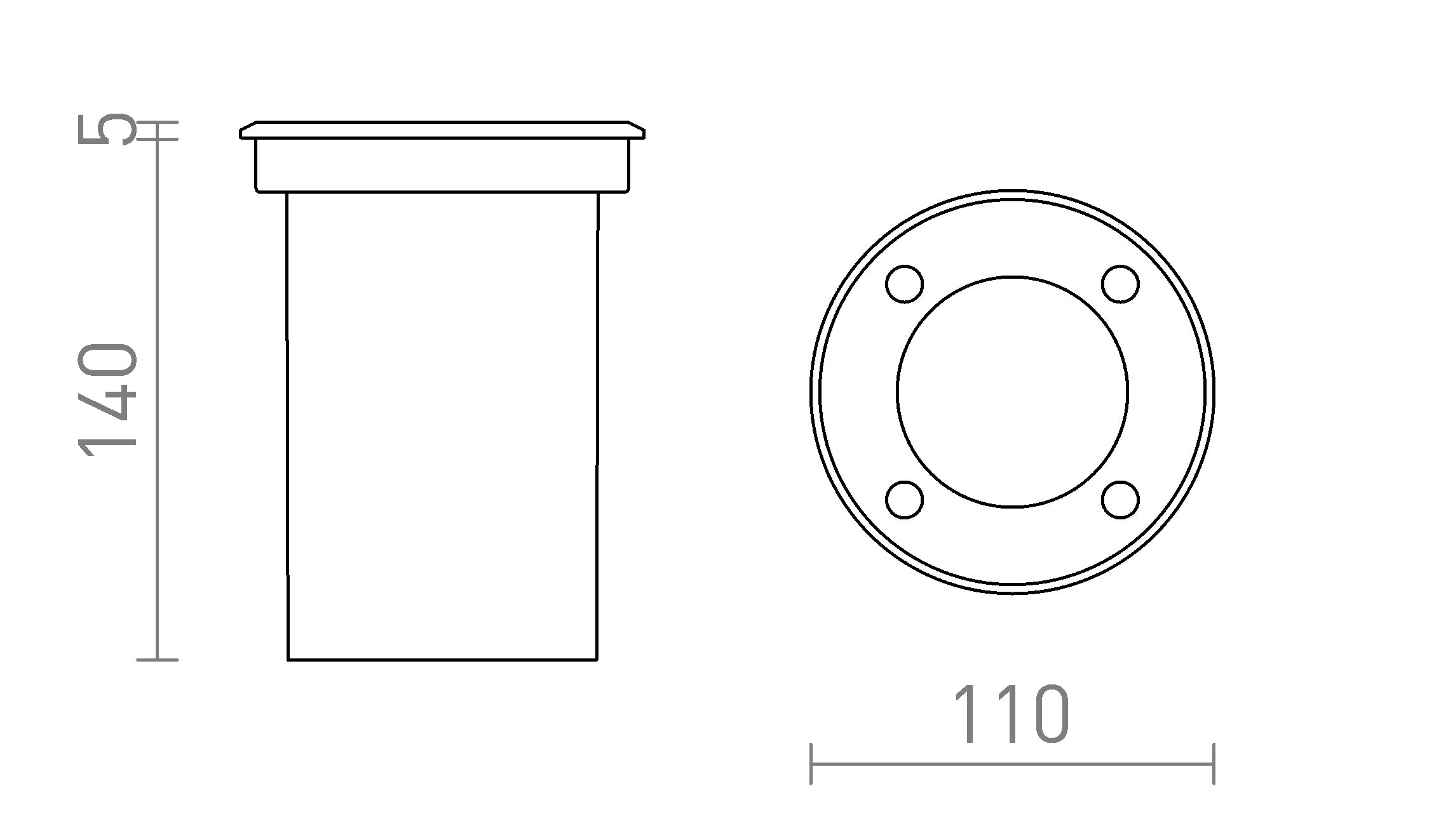ORBU R infälld lampa - Product sketch