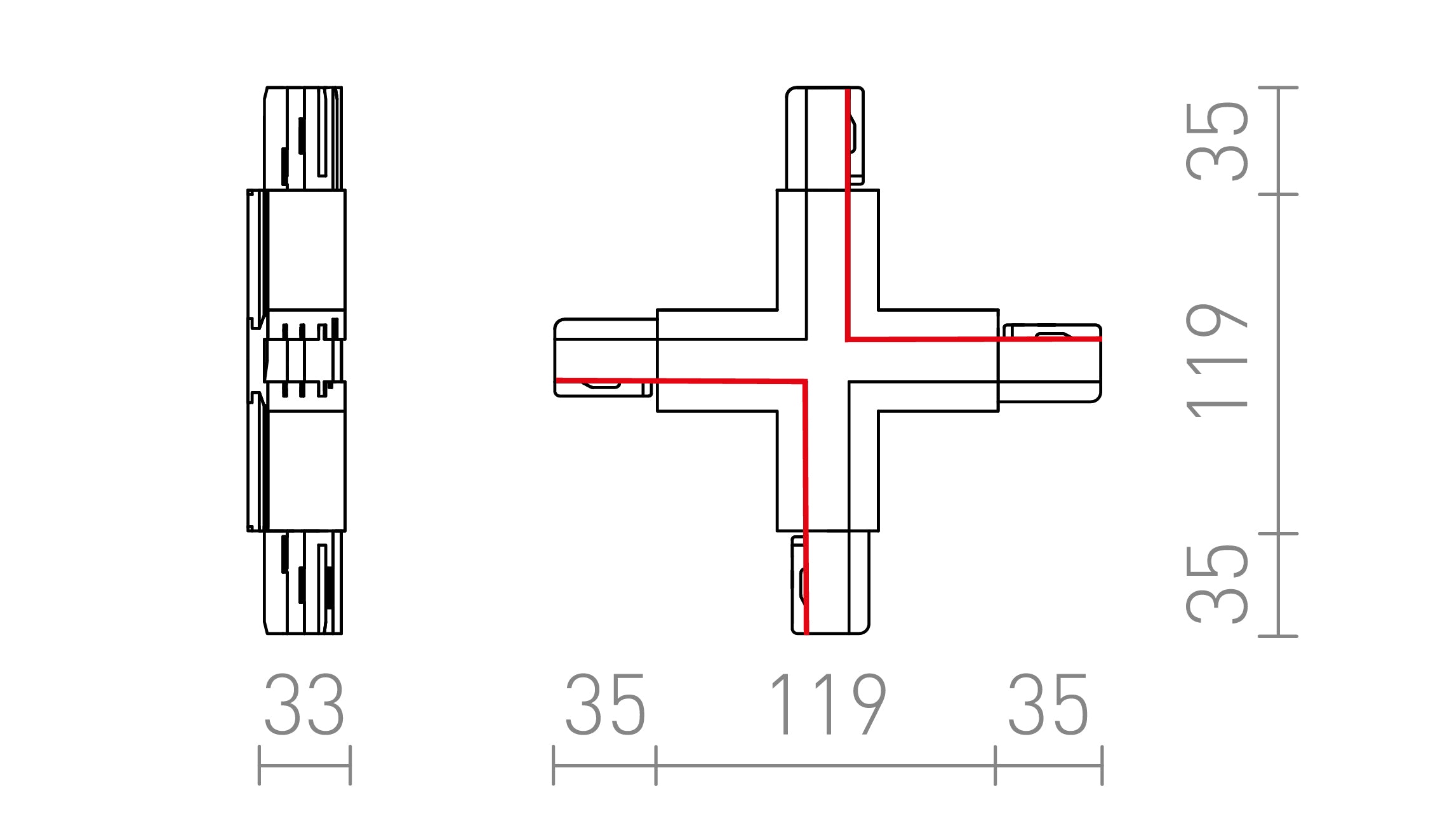 EUTRAC X Verbinder - Product sketch