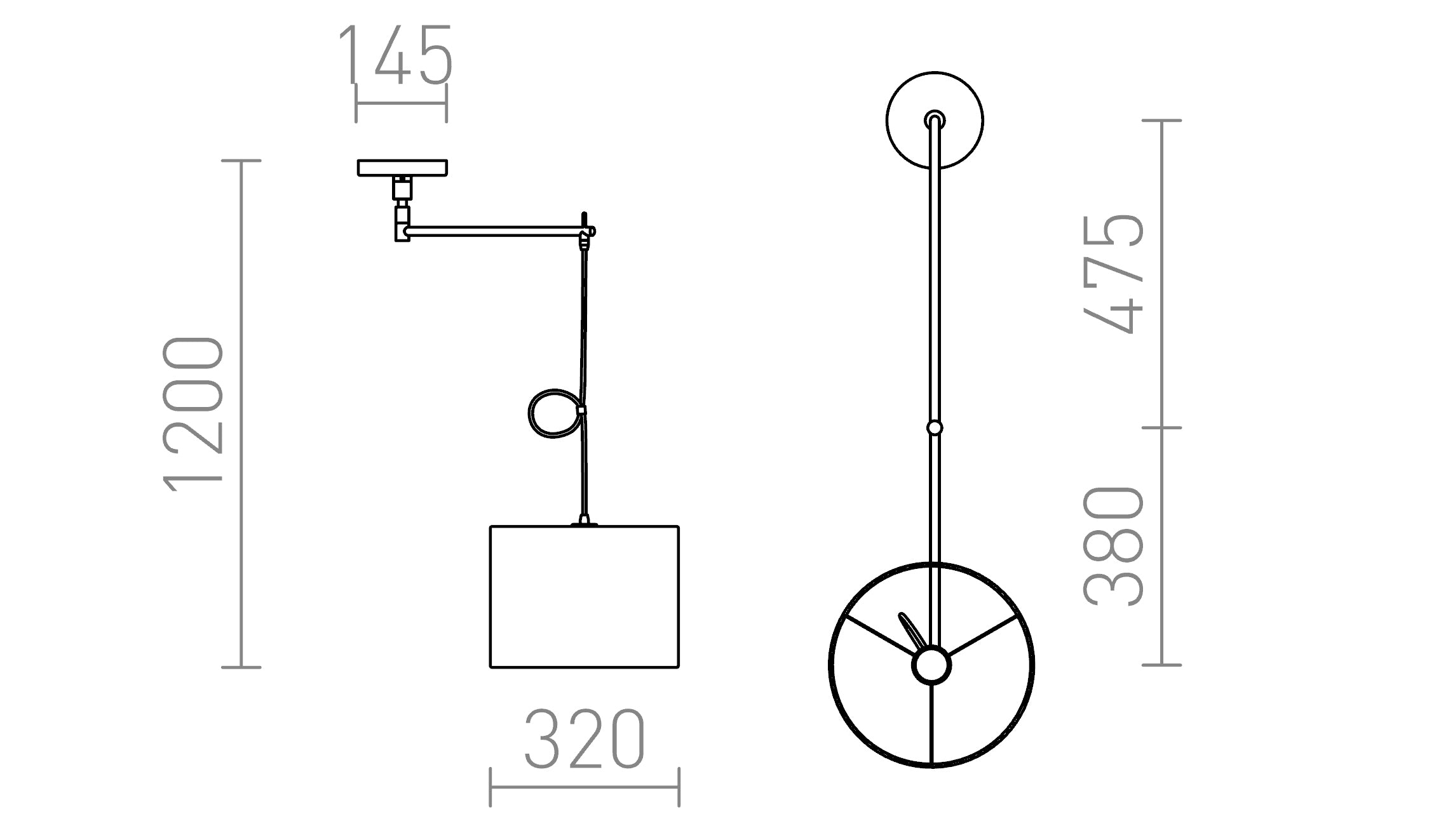 BROADWAY PENDELLEUCHTE MIT ARM - Product sketch