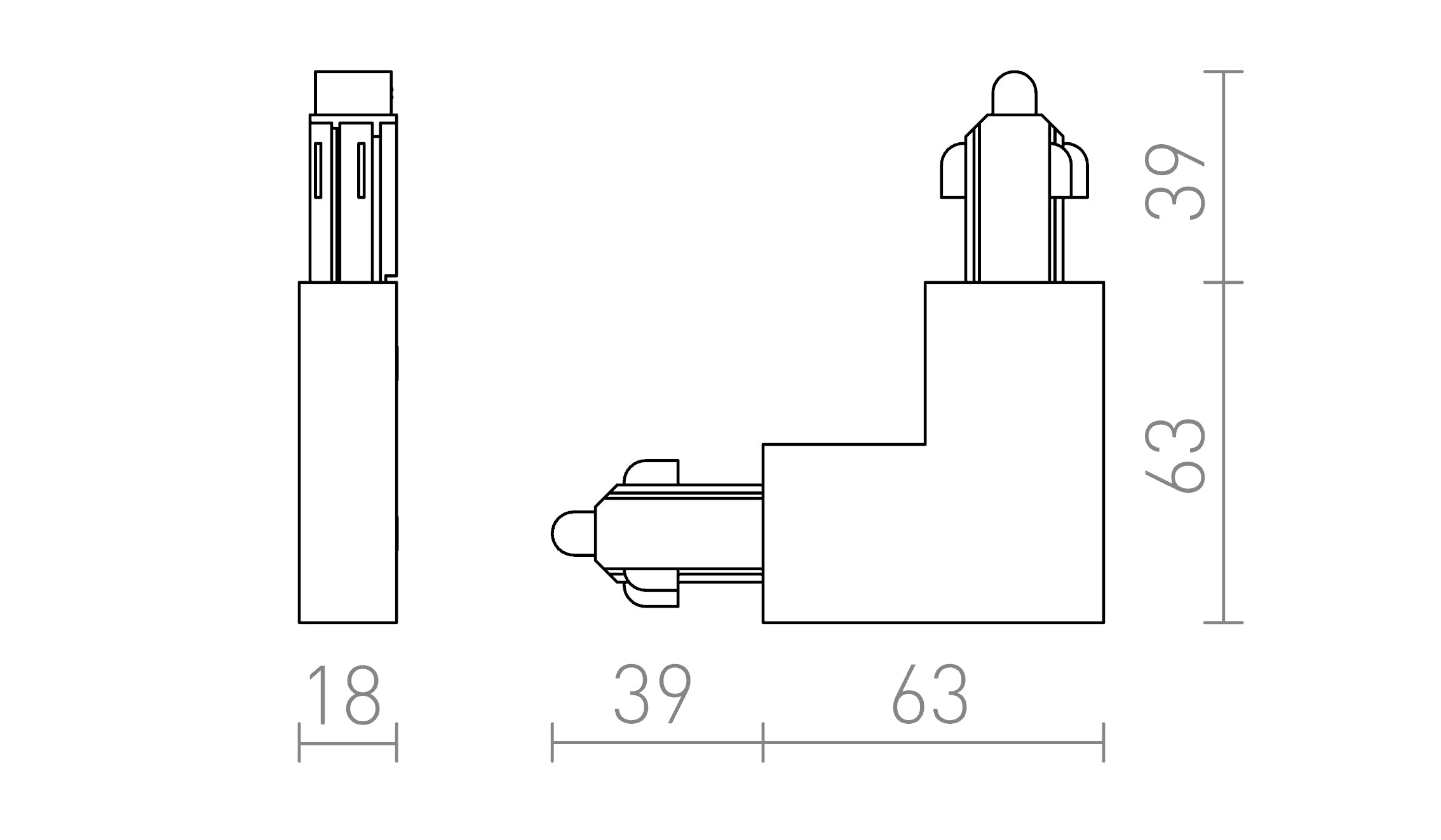 L AUSSENVERBINDER FÜR 1-PHASE-STROMSCHIENE - Product sketch