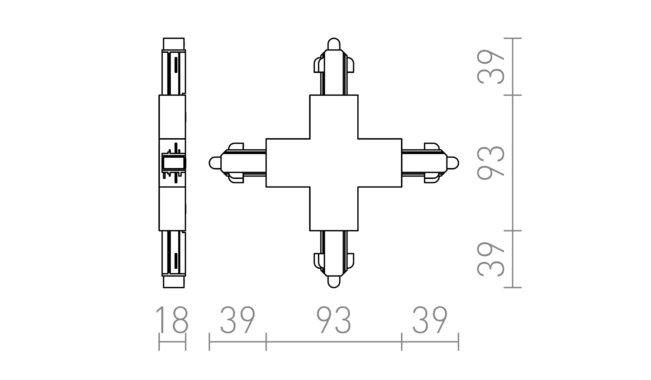 X VERBINDER FÜR 1-PHASE-STROMSCHIENE - Product sketch