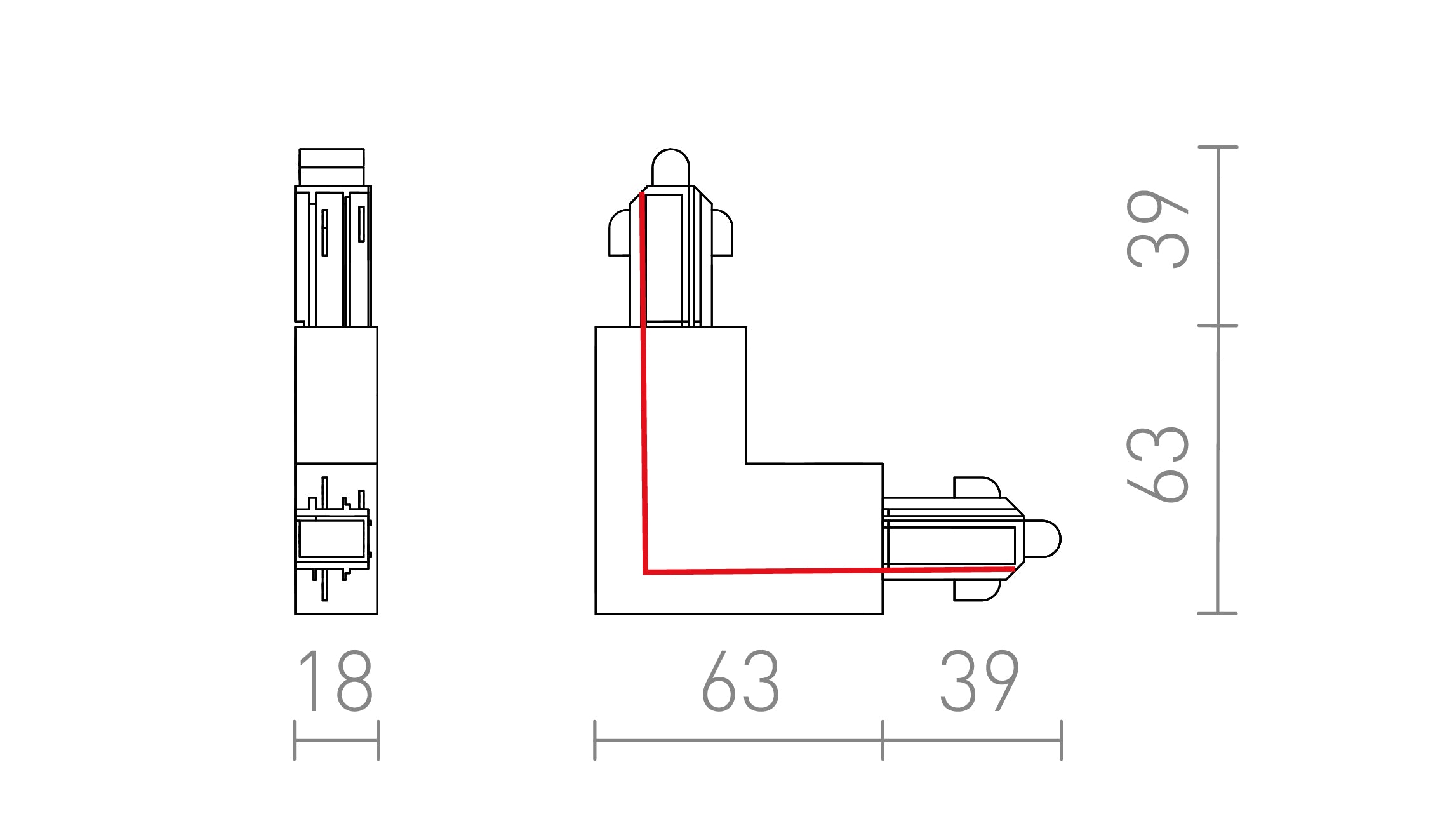 L INNENVERBINDER FÜR 1-PHASE-STROMSCHIENE - Product sketch