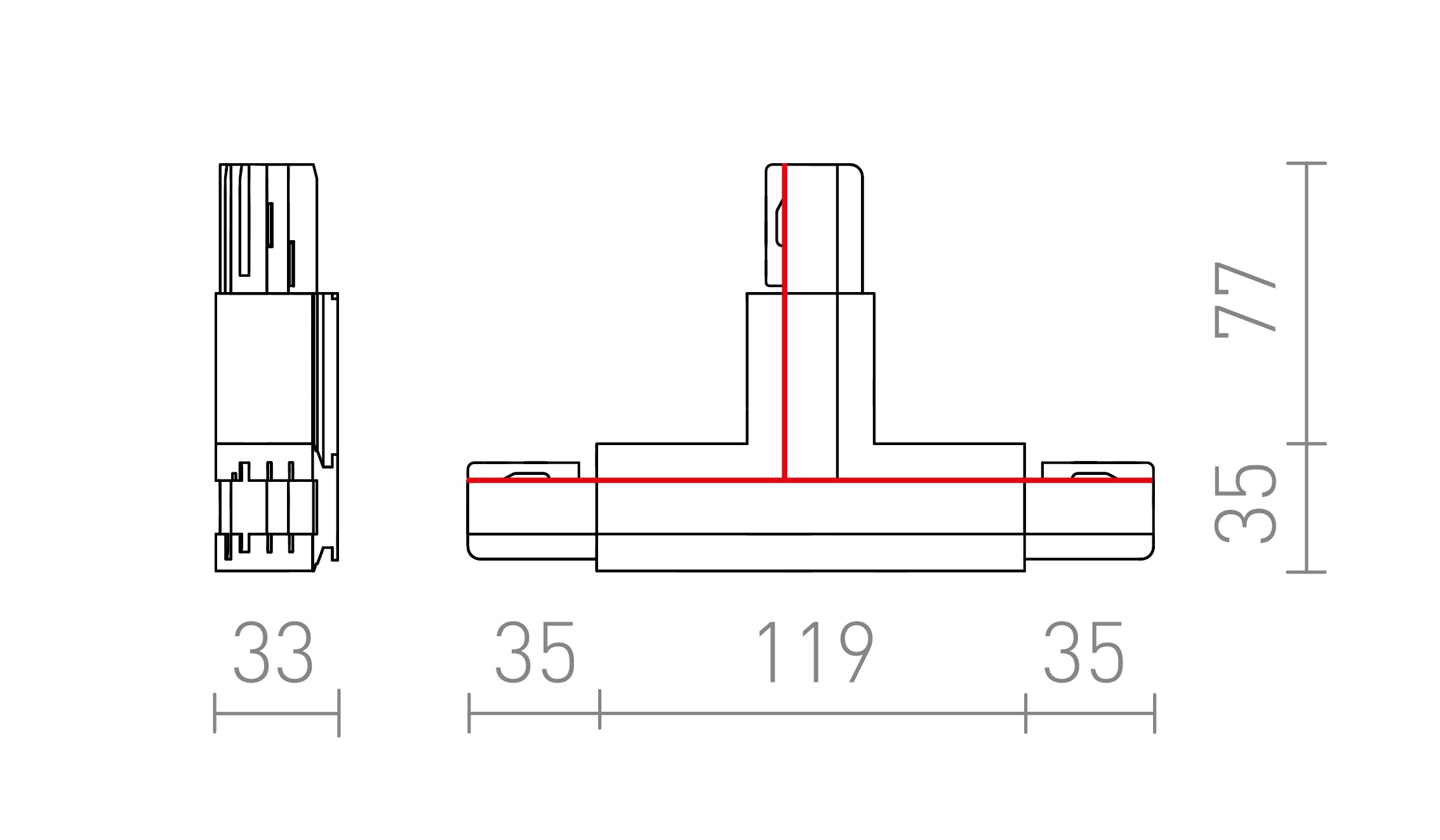 EUTRAC T VERBINDER - RECHTS - Product sketch