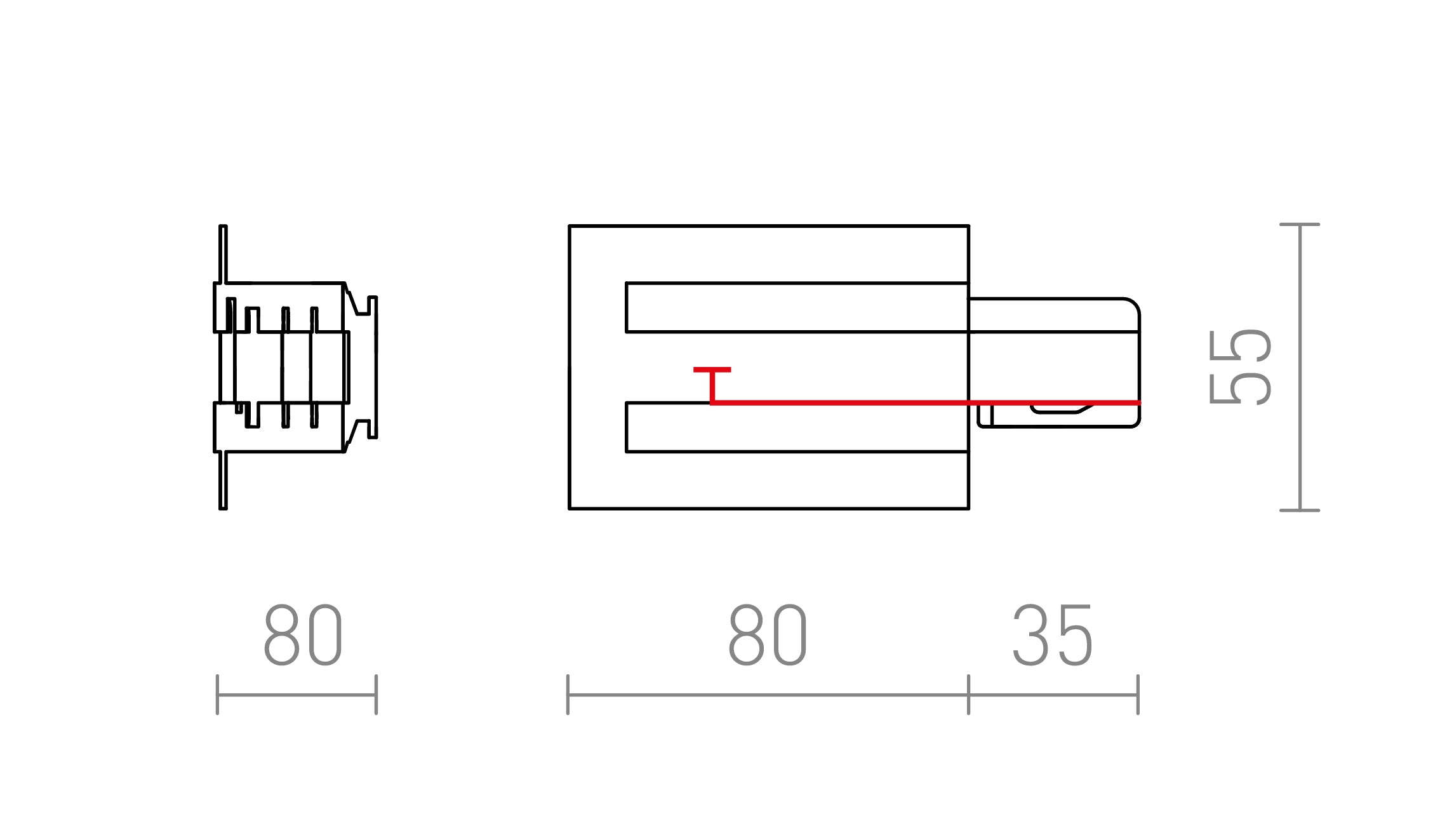 EUTRAC EINSPEISER FÜR EINBAU -STROMSCHIENE - LINKS - Product sketch