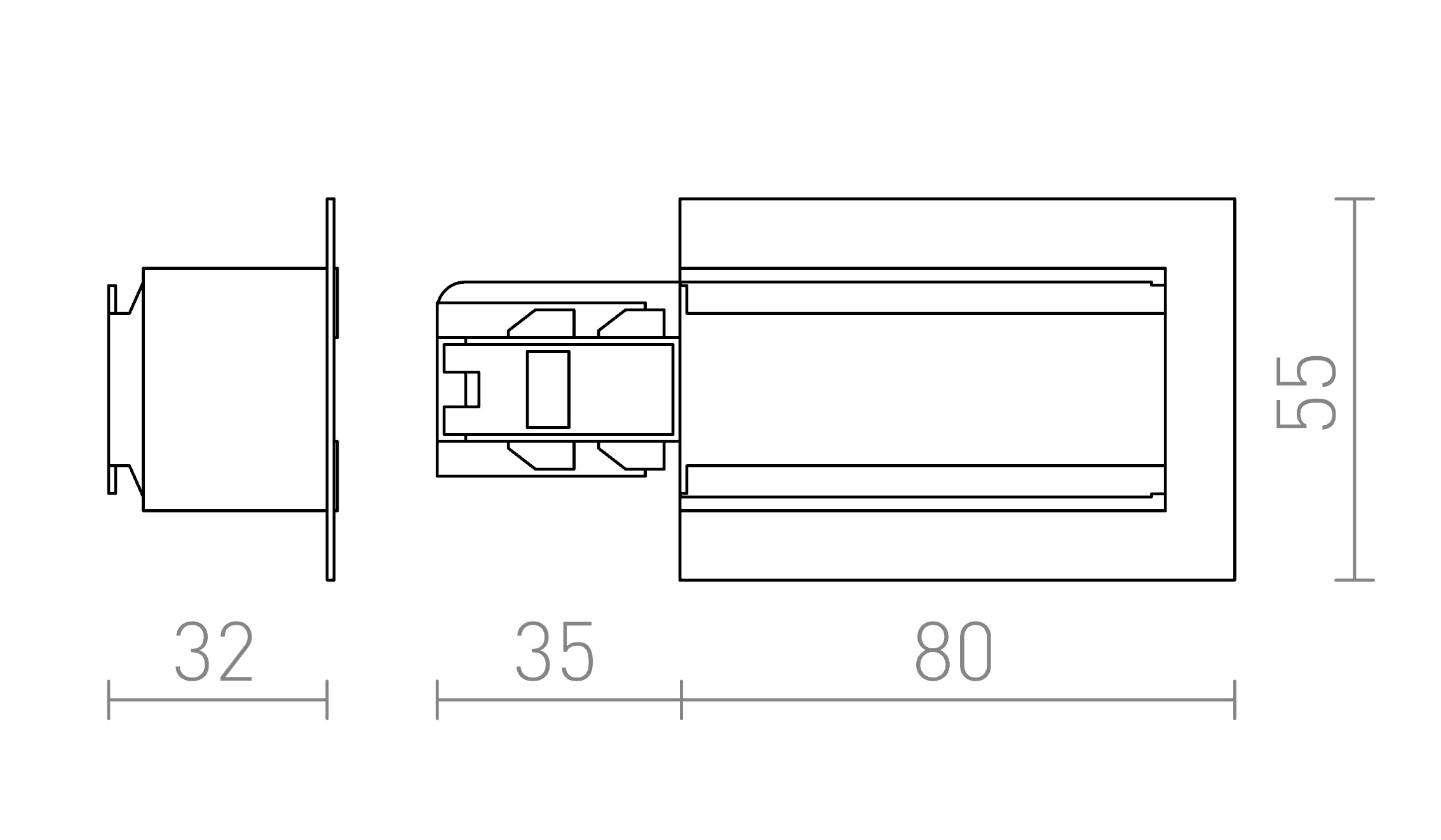 EUTRAC EINSPEISER FÜR EINBAU -STROMSCHIENE - LINKS - Product sketch