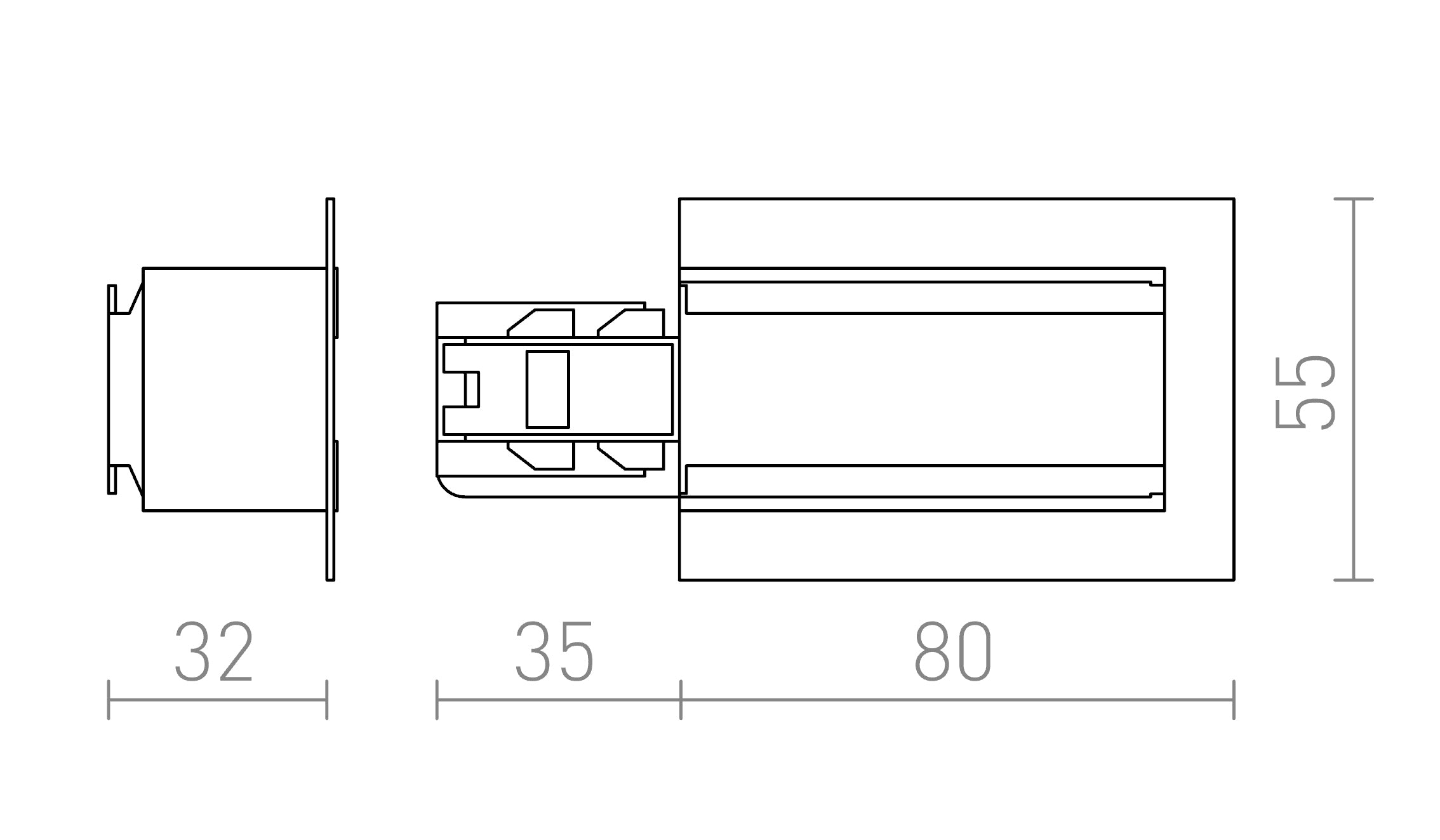 EUTRAC EINSPEISER FÜR EINBAU - STROMSCHIENE - RECHTS - Product sketch