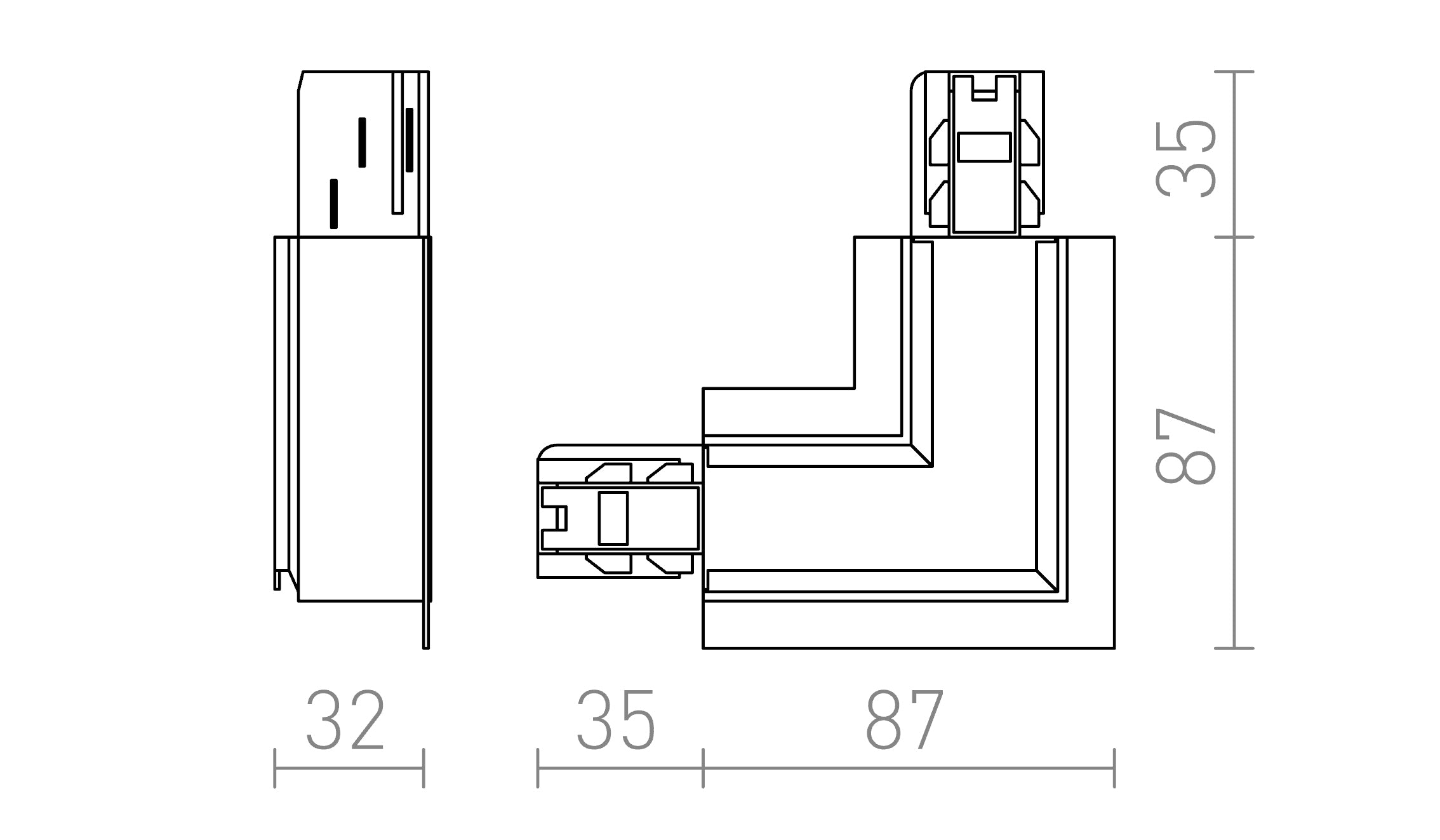 EUTRAC L Außenverbinder FÜR EINBAU -STROMSCHIENE - Product sketch