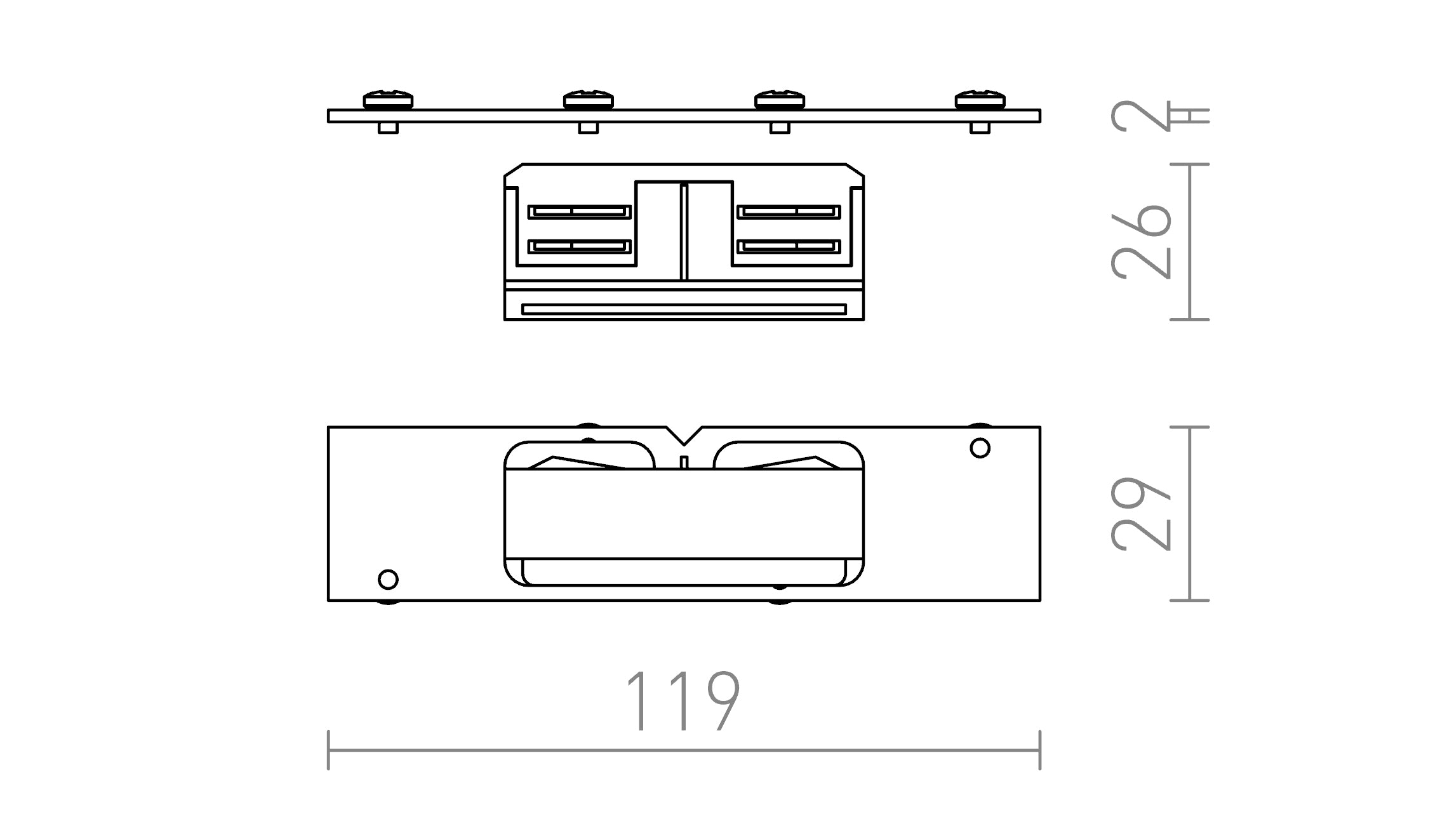 EUTRAC Leitender Verbinder für FÜR EINBAU -STROMSCHIENE - Product sketch