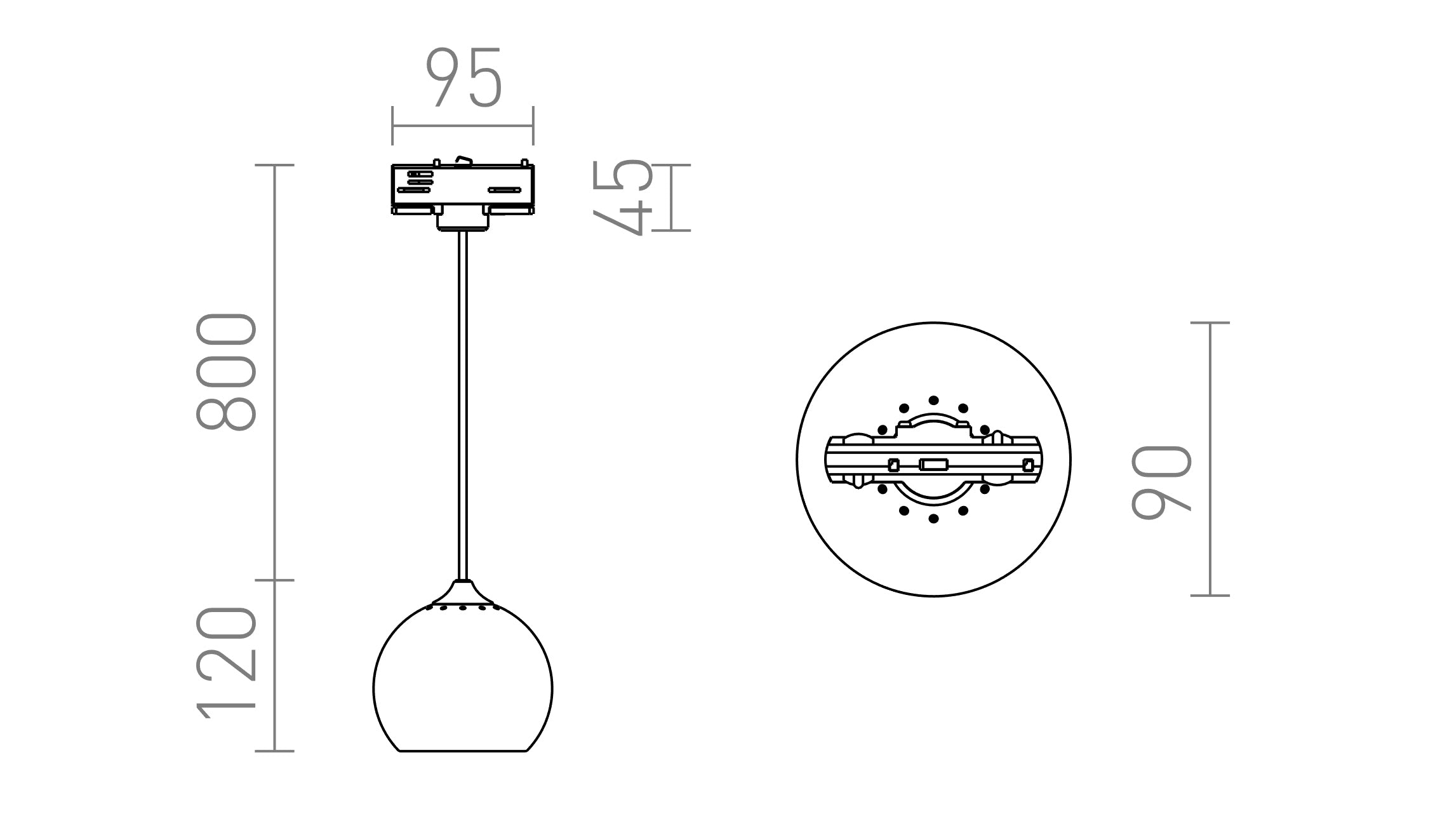 DESTY FÜR 3-PHASEN-STROMSCHIENE - Product sketch