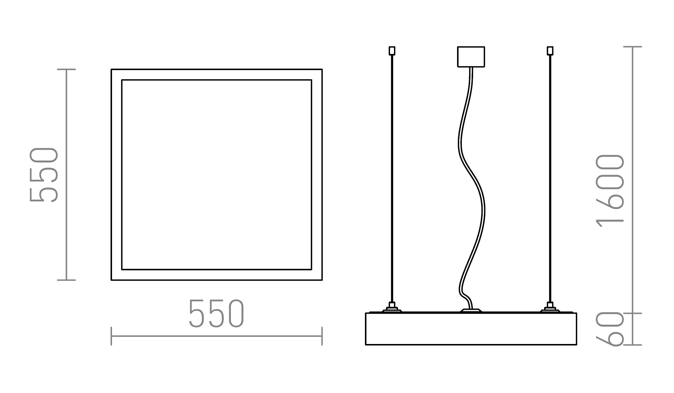 STRUCTURAL LED PENDELLEUCHTE 55X55 - Product sketch