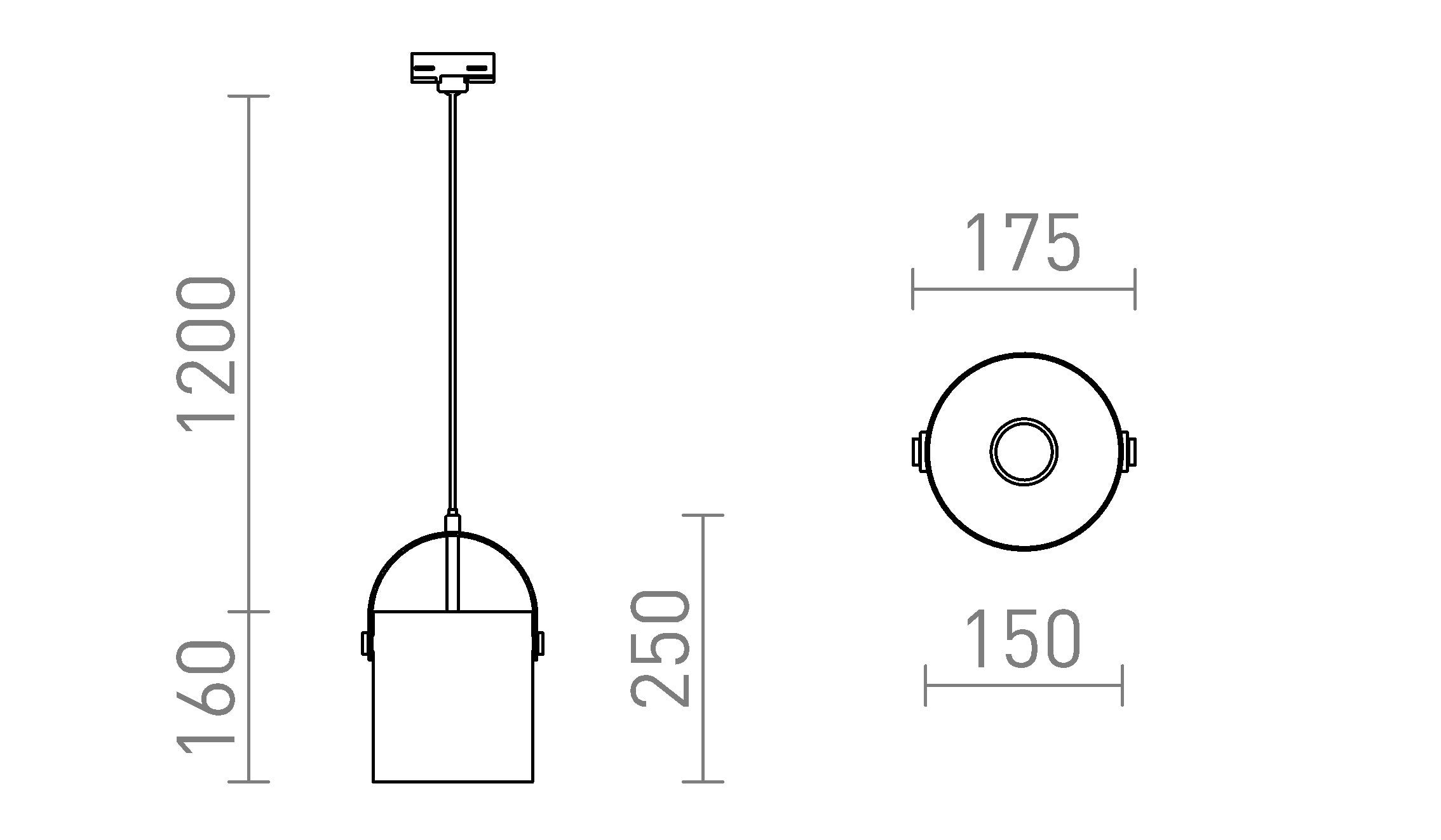 JULIETTA 16 FÜR 3-PHASEN-STROMSCHIENE - Product sketch