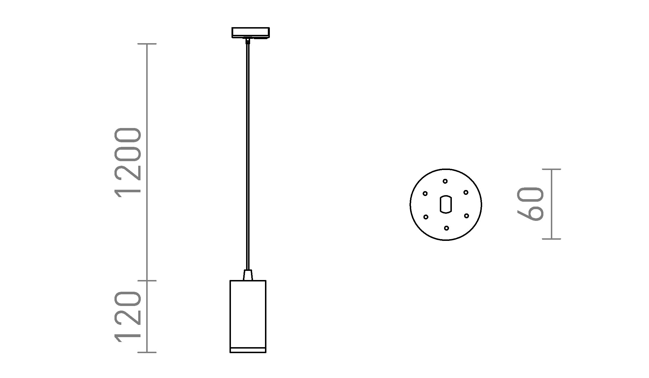 BELENOS FÜR 1-PHASEN-STROMSCHIENE PENDELLEUCHTE - Product sketch