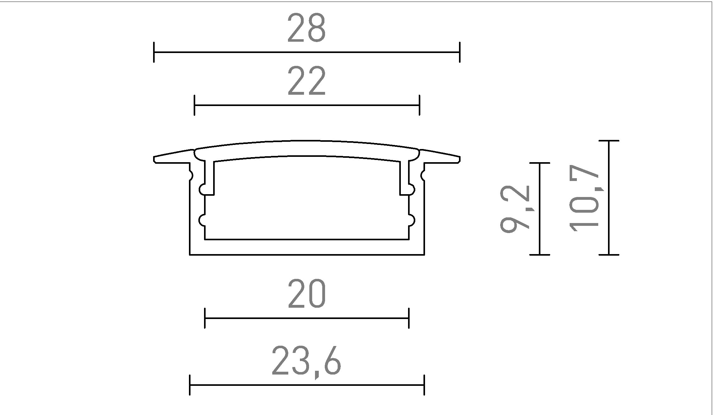 LED-Einbauprofil A  - Product sketch