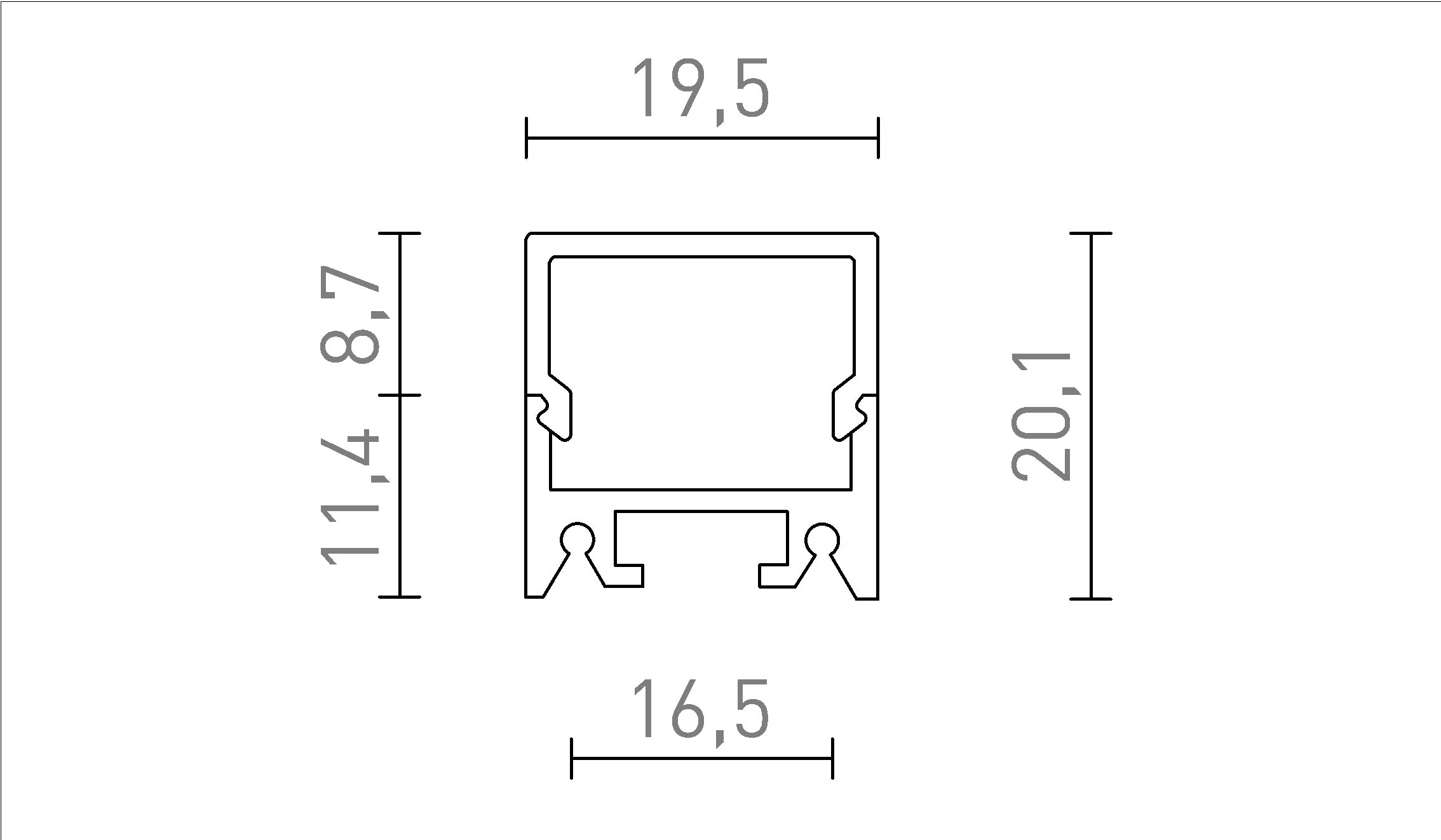 LED-Aufbauprofil D - Product sketch