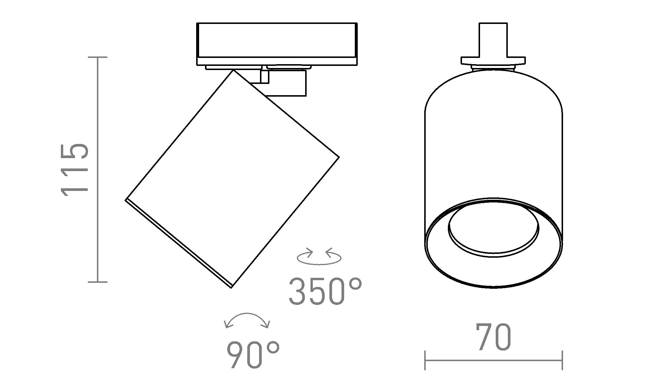 DARIO FÜR 1-PHASE-STROMSCHIENE - Product sketch