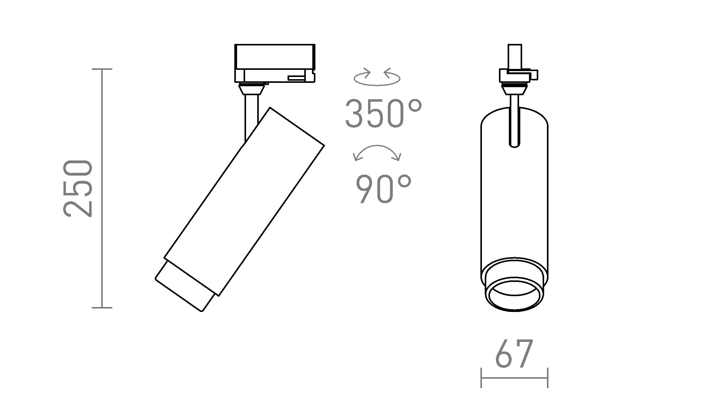 FOCUS 20 FÜR 3-PHASEN-STROMSCHIENE - Product sketch