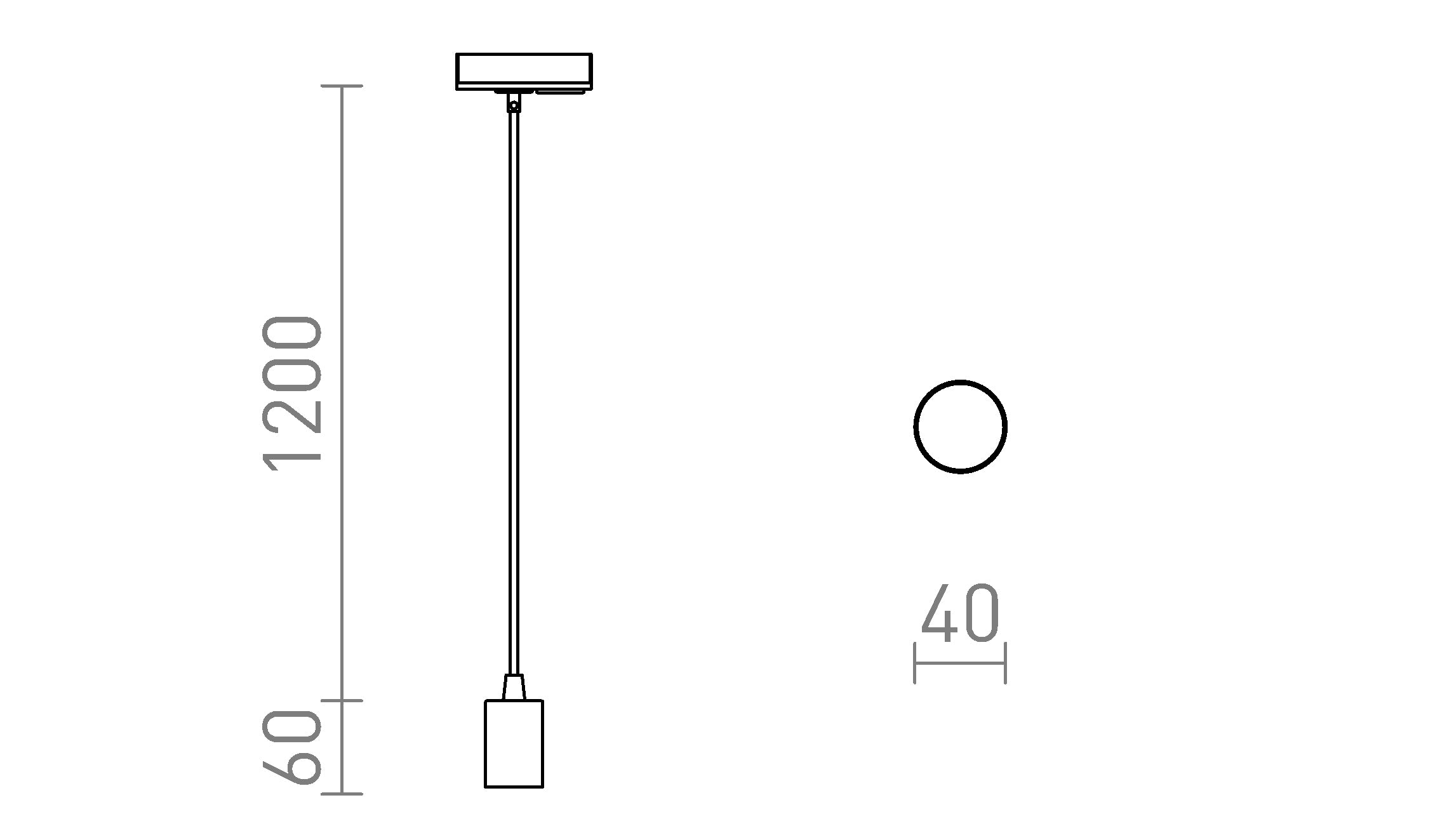 ARAQ FÜR 1-PHASE-STROMSCHIENE PENDELLEUCHTE - Product sketch