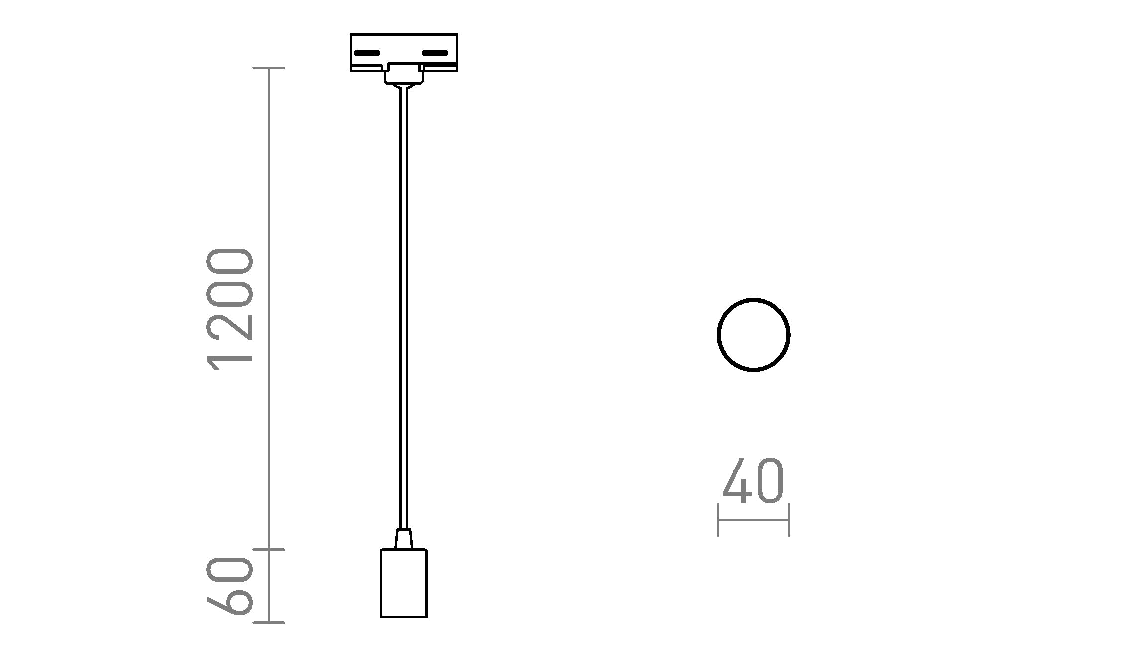 ARAQ FÜR 3-PHASE-STROMSCHIENE PENDELLEUCHTE - Product sketch