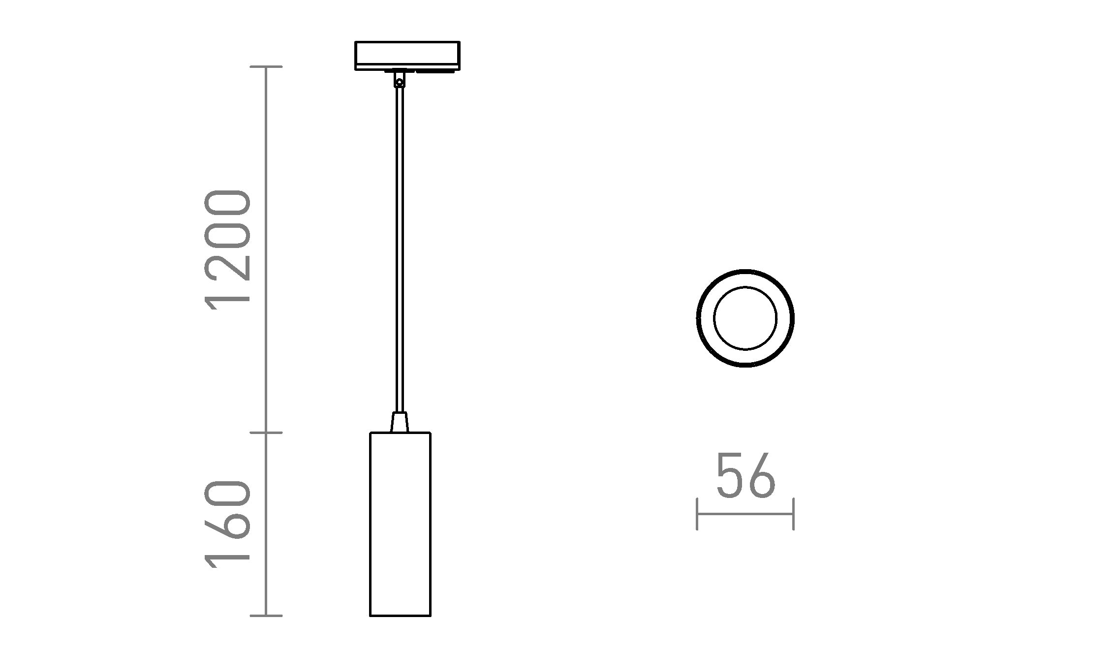 MAVRO FÜR 1-PHASEN-STROMSCHIENE PENDELLEUCHTE - Product sketch