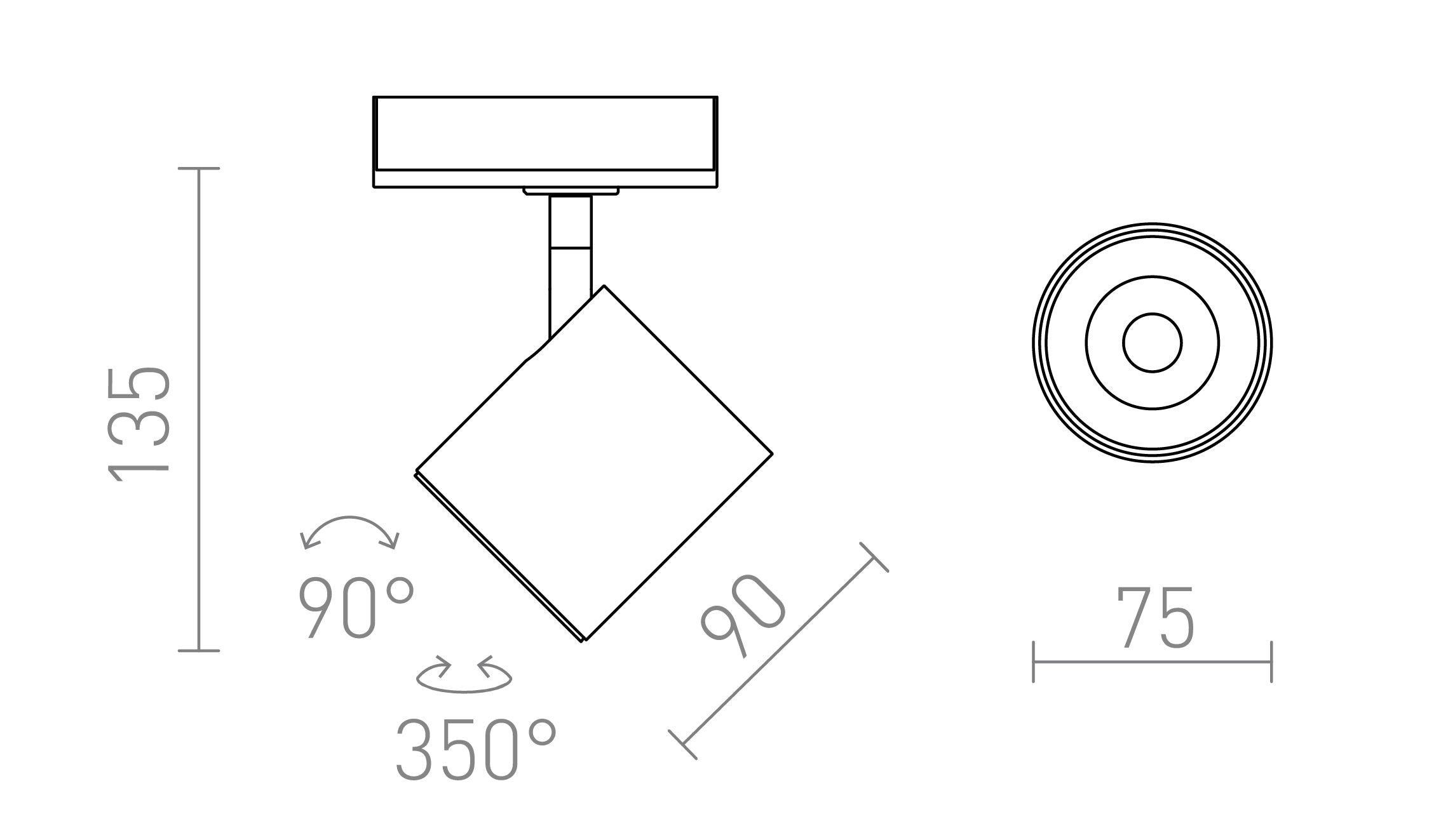 IRIS 7 FÜR 1-PHASEN-STROMSCHIENE - Product sketch