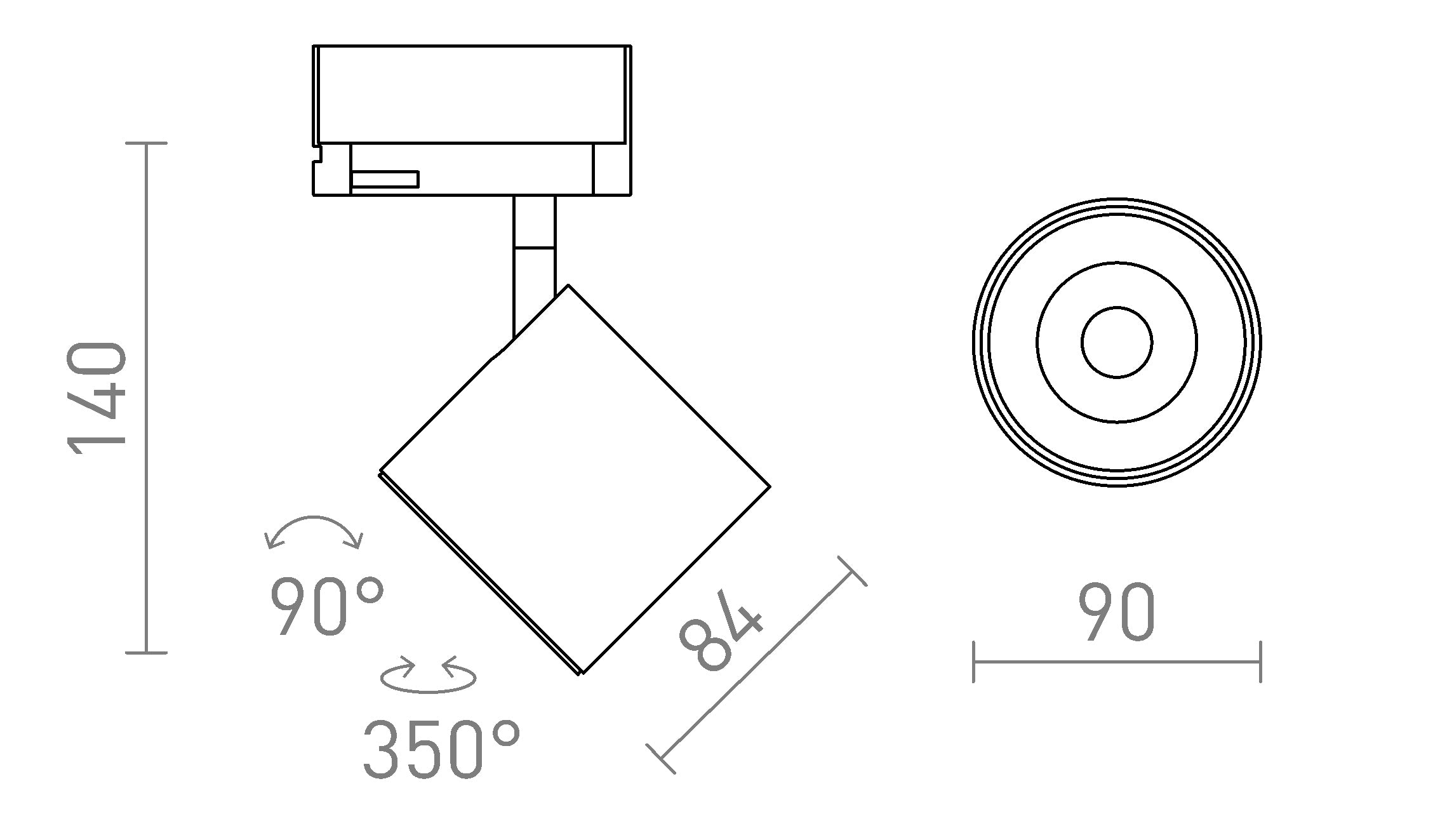IRIS 9 FÜR 3-PHASEN-STROMSCHIENE - Product sketch