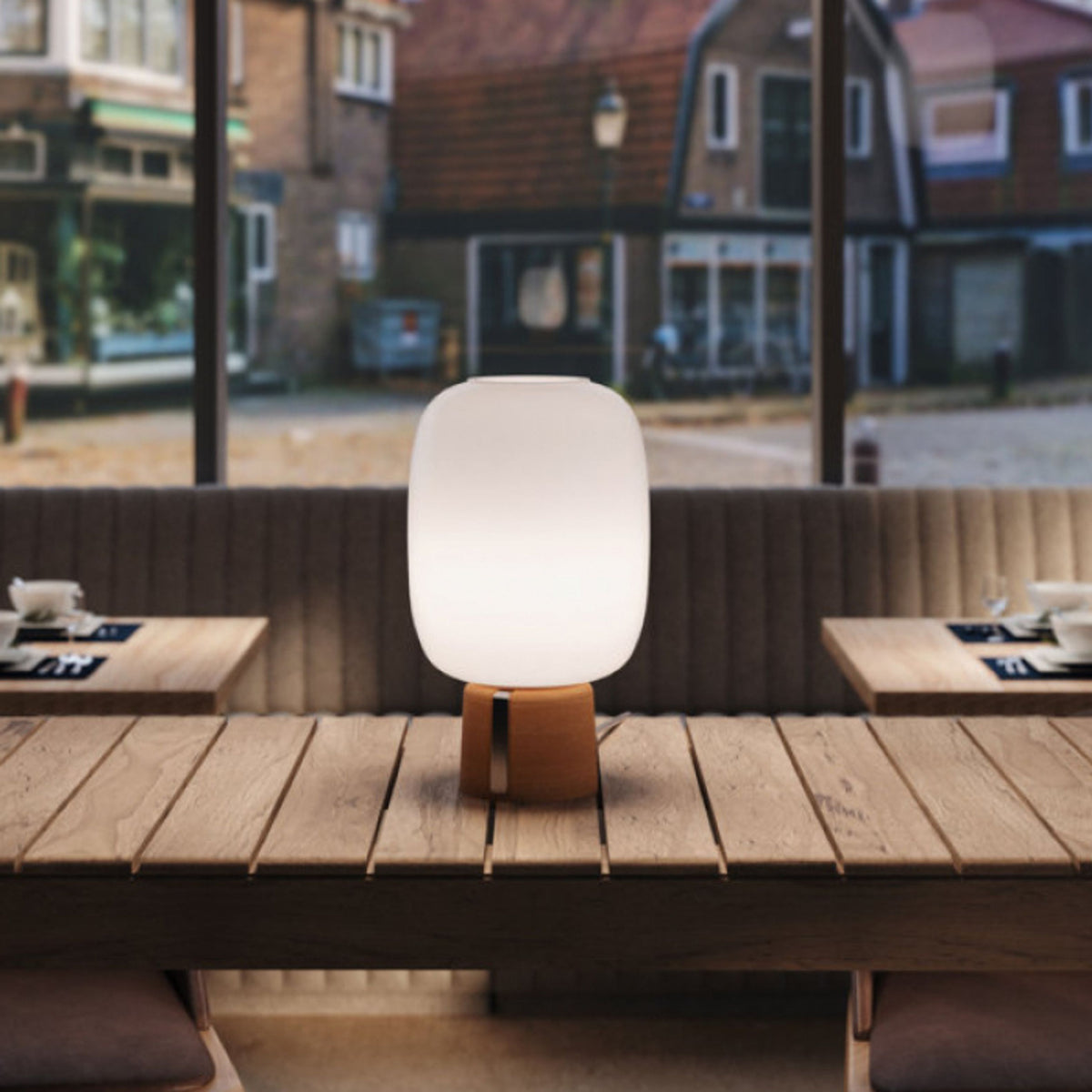 RENDL table lamp SANTACHIARA T1   opal-colored glass/wood 230V LED E14 8W 1C15000115401 2