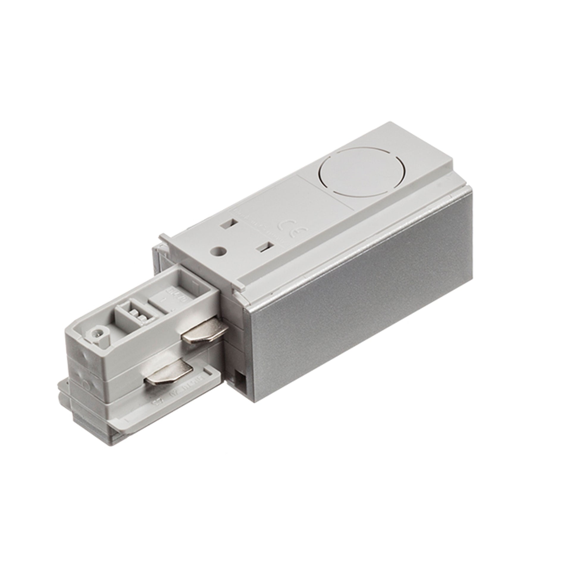 RENDL 3-circuit track system EUTRAC feed-in, polarity left silver grey  230V  R11316 1