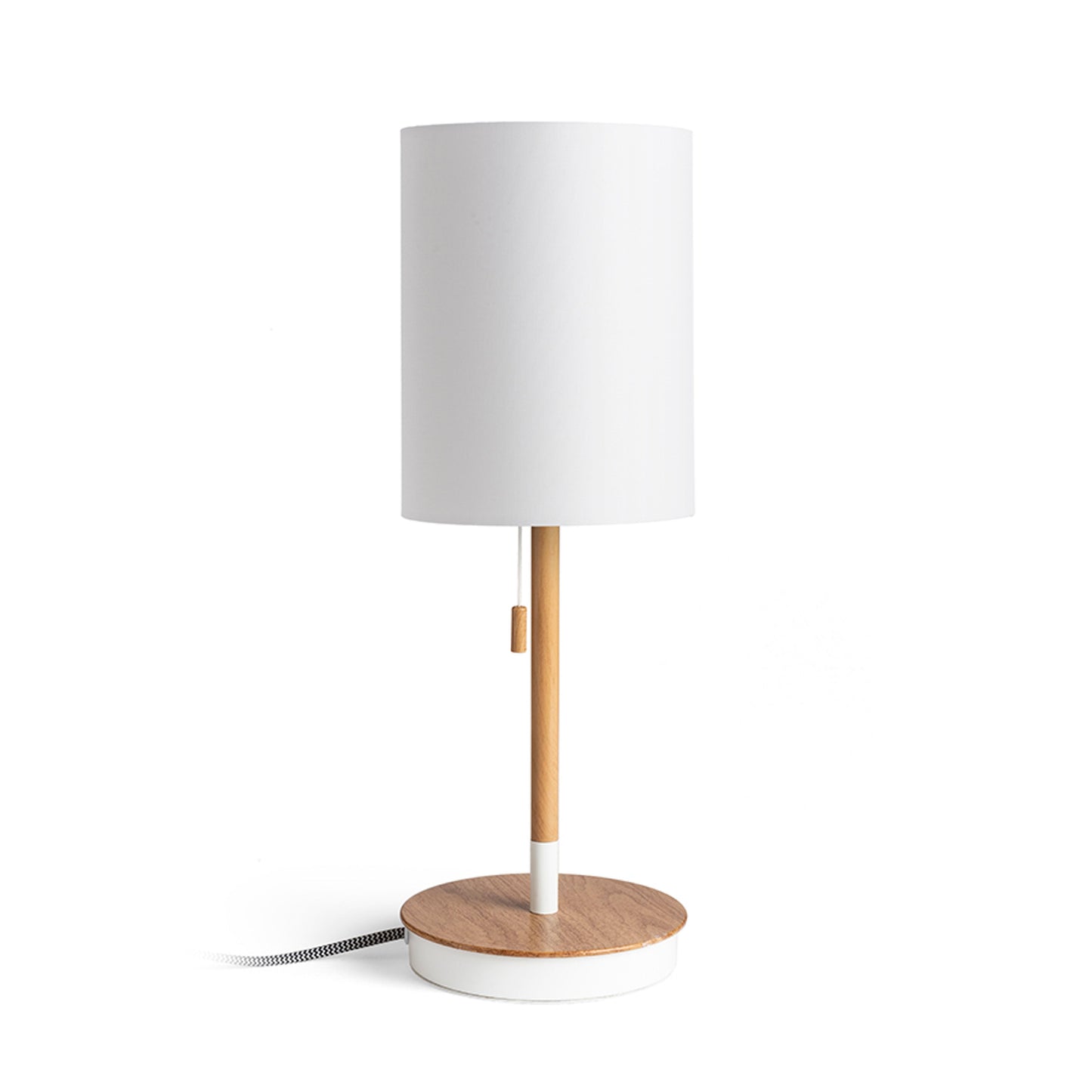 RENDL table lamp KEITH/RON 15/20 table with USB  Polycotton white/beech 230V LED E27 15W R14036 1