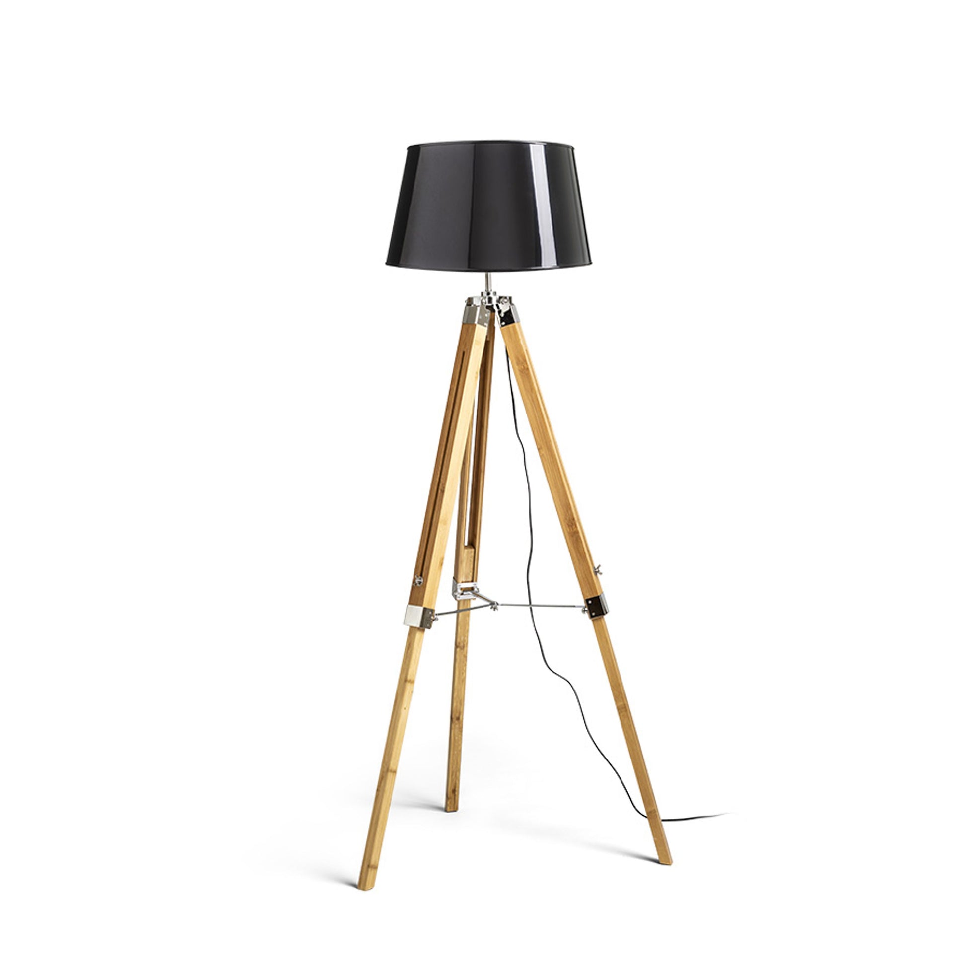 RENDL floor lamp ALVIS/RIDICK floor shiny black golden foil/bamboo/chrome 230V LED E27 15W R14046 1