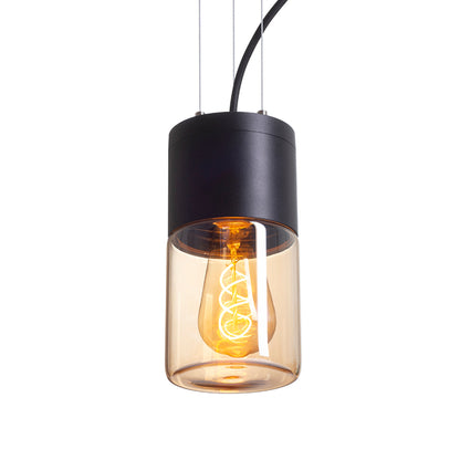 RENDL outdoor lamp QUINN pendant black amber-colored glass 230V LED E27 11W IP54 R14130 9
